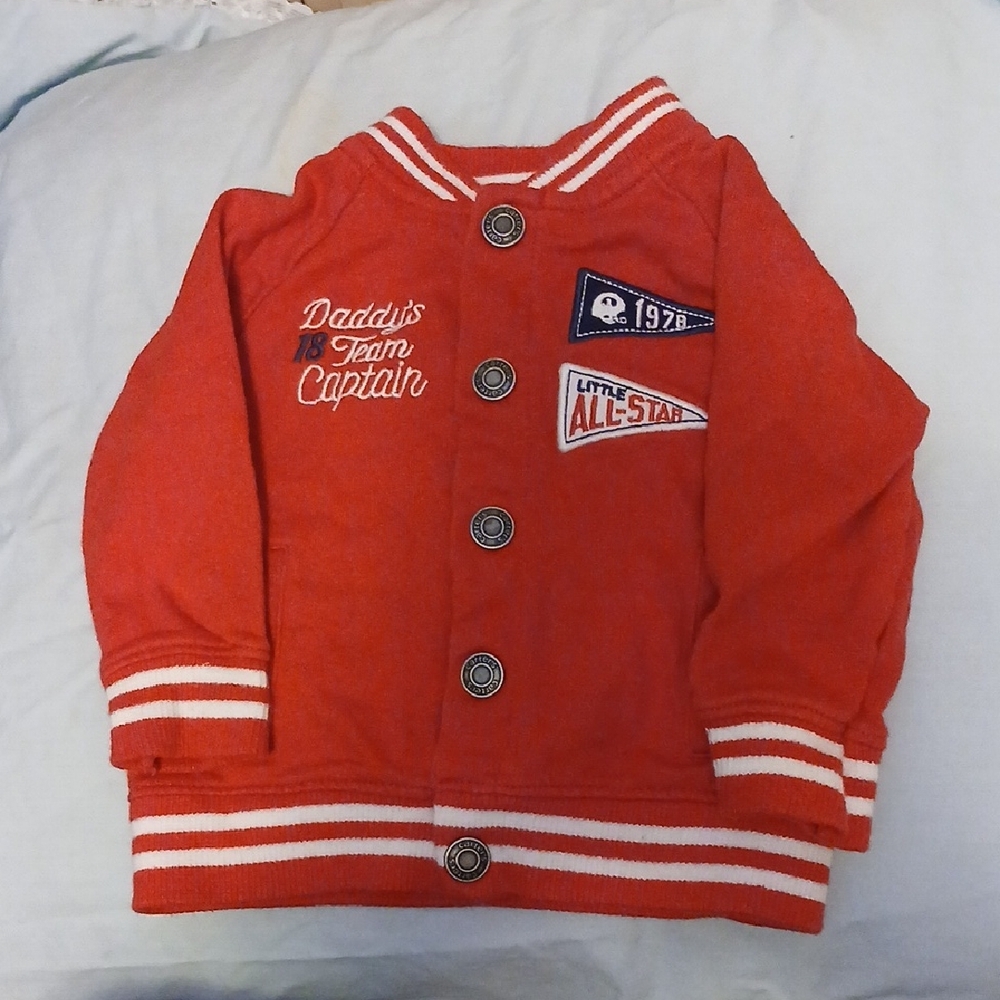 Carter's Red Varsity Button-Up Jacket with Patches